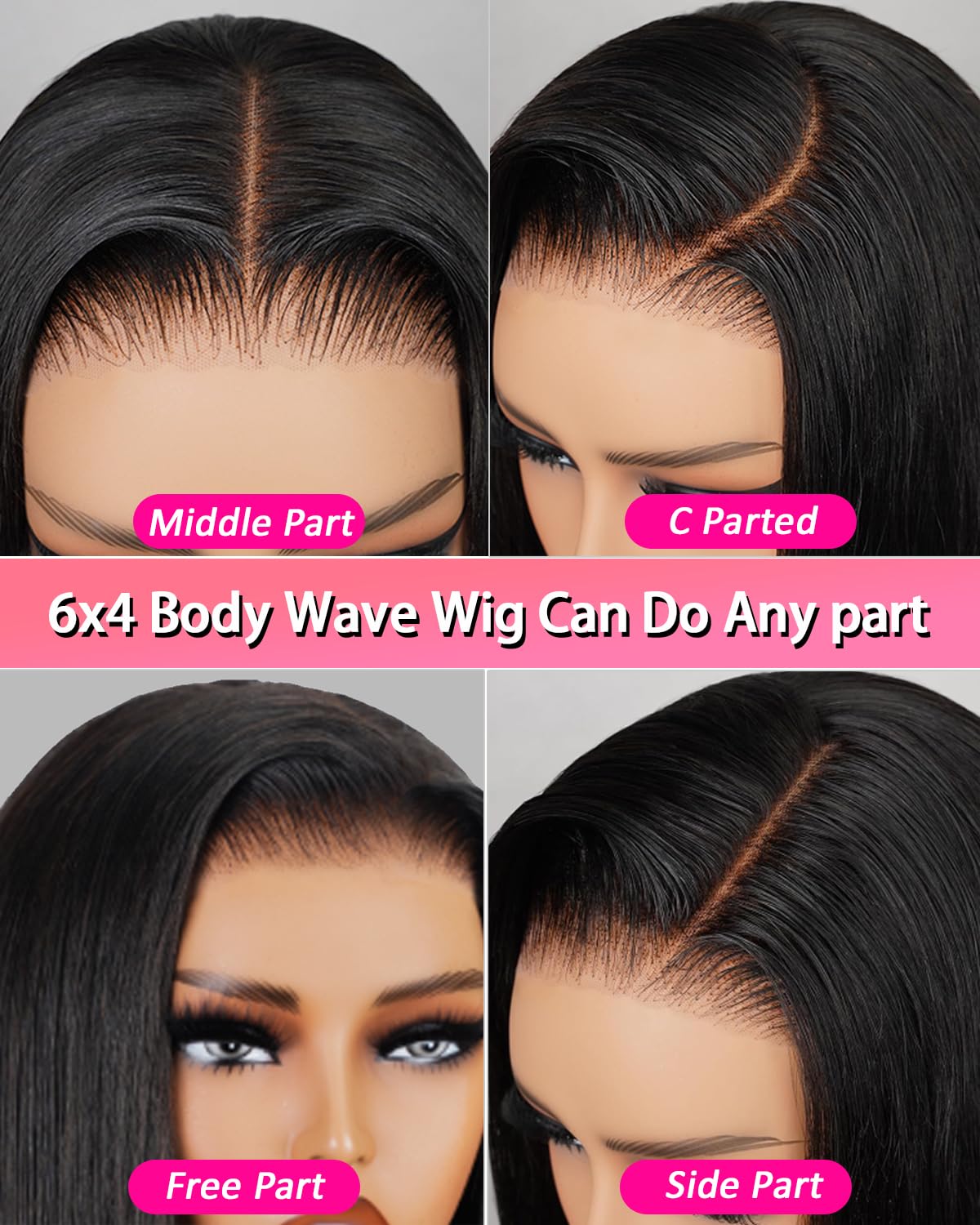 Monaluxe Body Wave Lace Front Wigs Human Hair 6x4 HD Lace Closure Wigs Human Hair Pre-Bleached Knots 200 Density hd lace front wigs human hair Glueless Wig Human hair Pre Plucked Pre Cut 22''