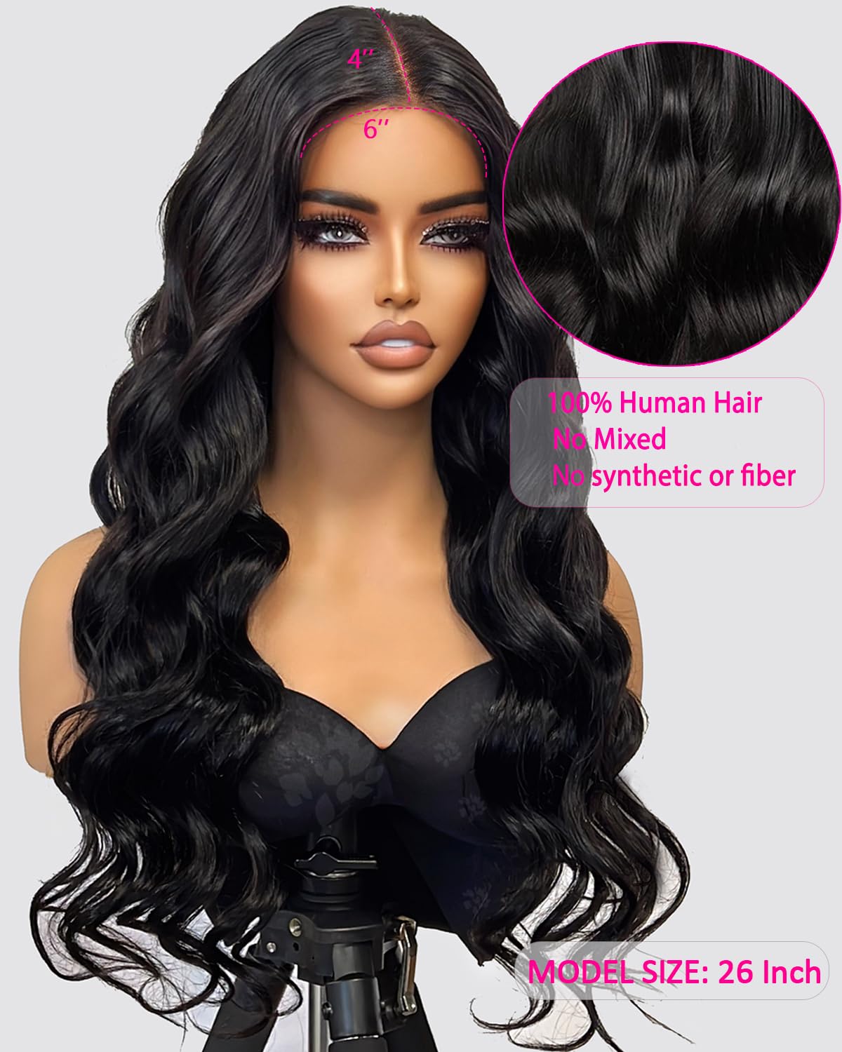 Monaluxe Body Wave Lace Front Wigs Human Hair 6x4 HD Lace Closure Wigs Human Hair Pre-Bleached Knots 200 Density hd lace front wigs human hair Glueless Wig Human hair Pre Plucked Pre Cut 22''