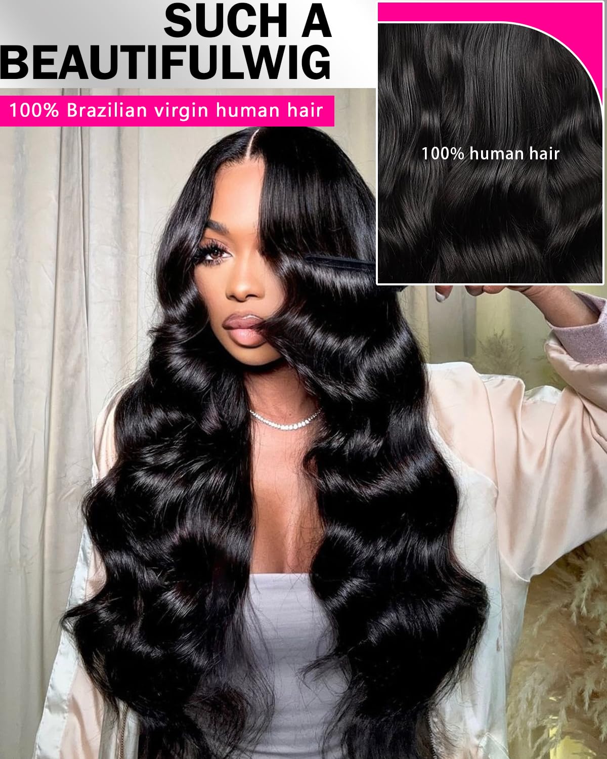 Monaluxe Body Wave Lace Front Wigs Human Hair 6x4 HD Lace Closure Wigs Human Hair Pre-Bleached Knots 200 Density hd lace front wigs human hair Glueless Wig Human hair Pre Plucked Pre Cut 22''