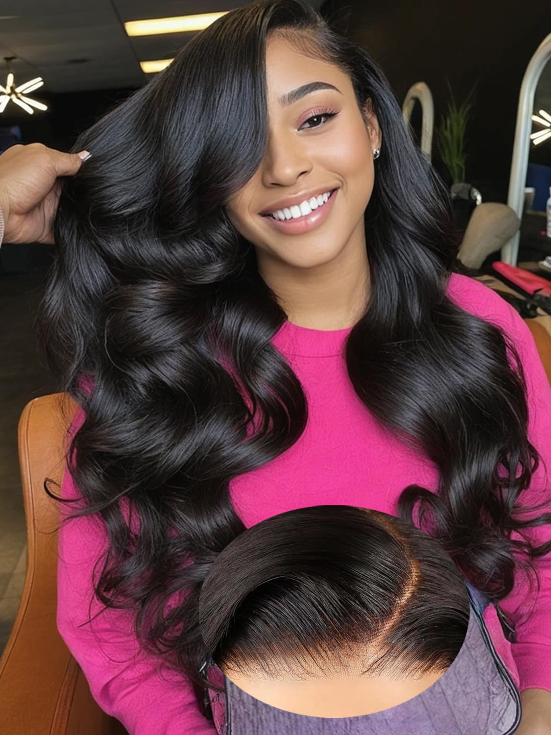 Monaluxe Body Wave Lace Front Wigs Human Hair 6x4 HD Lace Closure Wigs Human Hair Pre-Bleached Knots 200 Density hd lace front wigs human hair Glueless Wig Human hair Pre Plucked Pre Cut 22''
