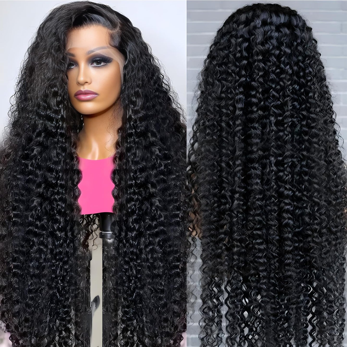AGADES 360 Lace Front Wigs Human Hair 200% Density Deep Wave Lace Front Wigs Human Hair Pre Plucked Full Lace Human Hair Wigs Bleached Knots HD Deep Curly Lace Front Wig Human Hair For Women 26 Inch