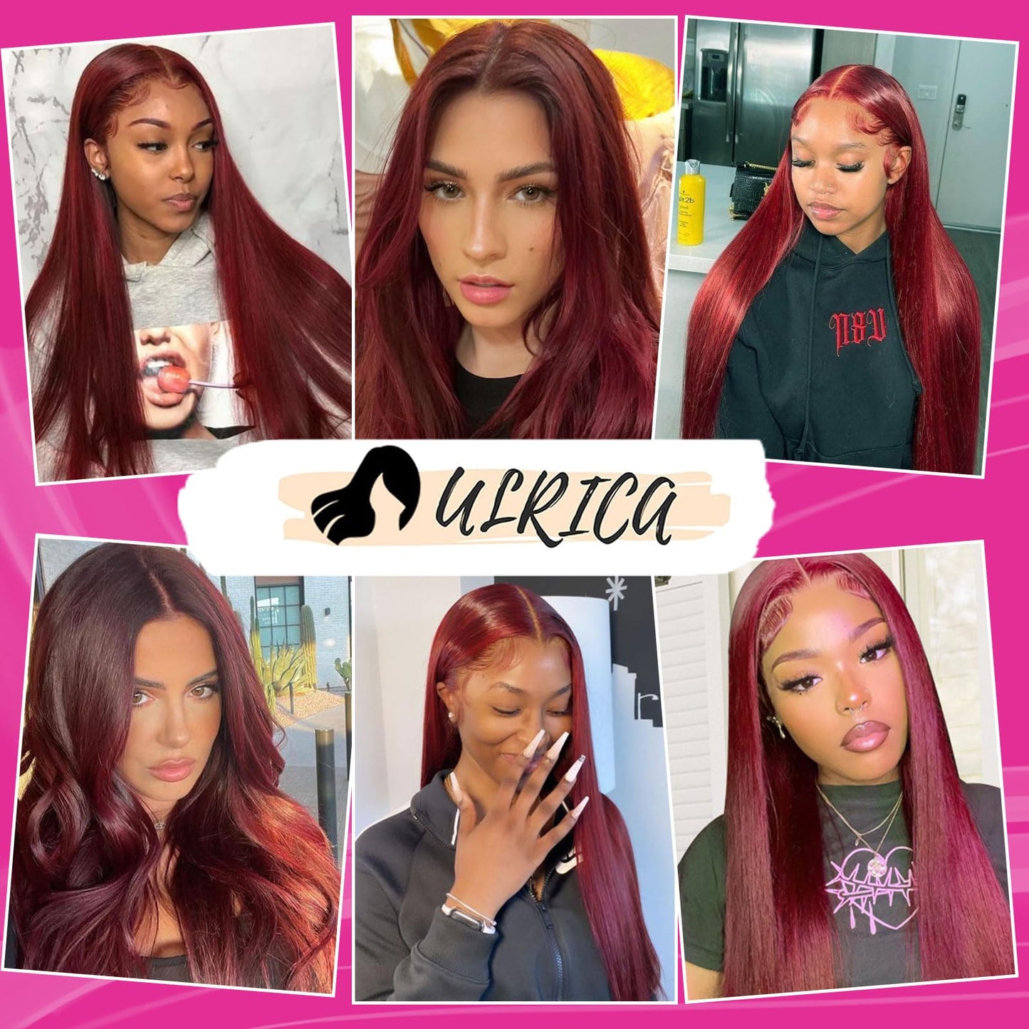 ULRICA Burgundy Lace Front Wigs Human Hair Wigs for Black Women 13x4 HD Lace Front Wigs Human Hair Pre Plucked Red Lace Front Wigs Human Hair Straight Lace Front Wigs Human Hair Burgundy Wig 20 Inch