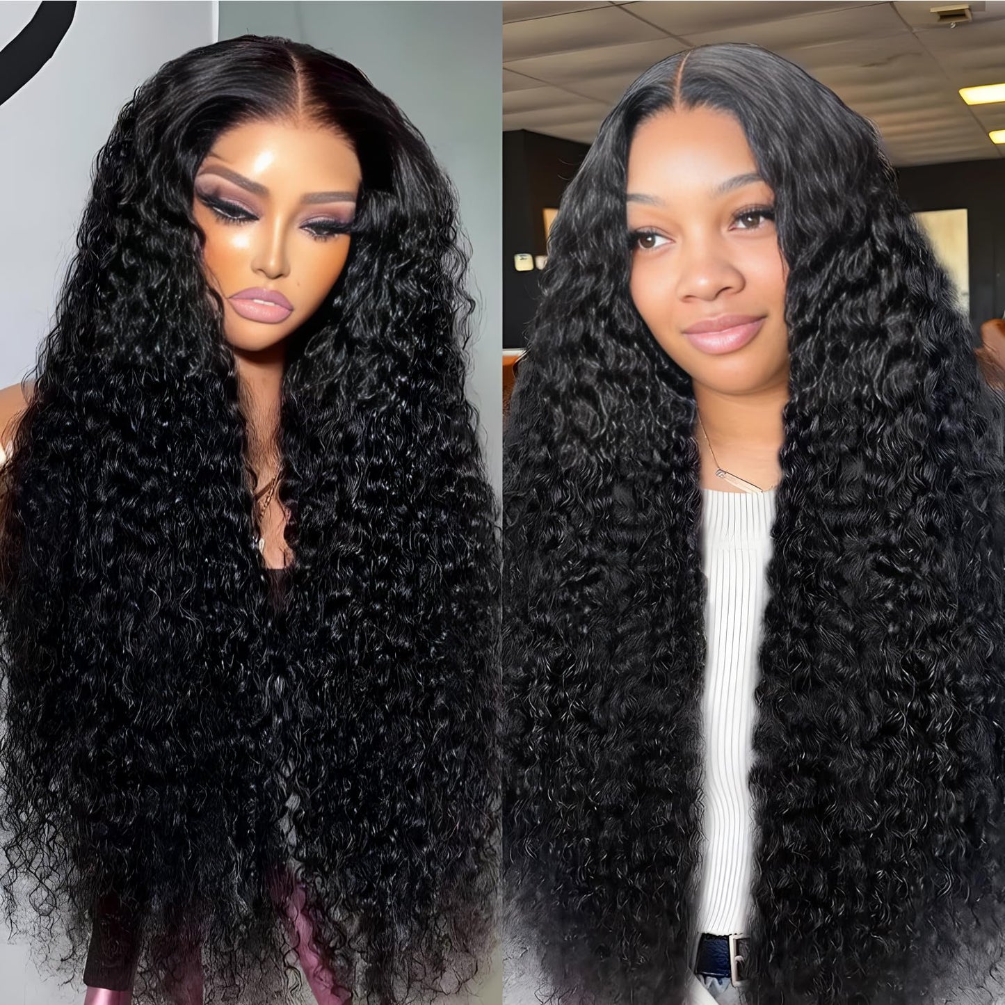 AGADES 360 Lace Front Wigs Human Hair 200% Density Deep Wave Lace Front Wigs Human Hair Pre Plucked Full Lace Human Hair Wigs Bleached Knots HD Deep Curly Lace Front Wig Human Hair For Women 26 Inch